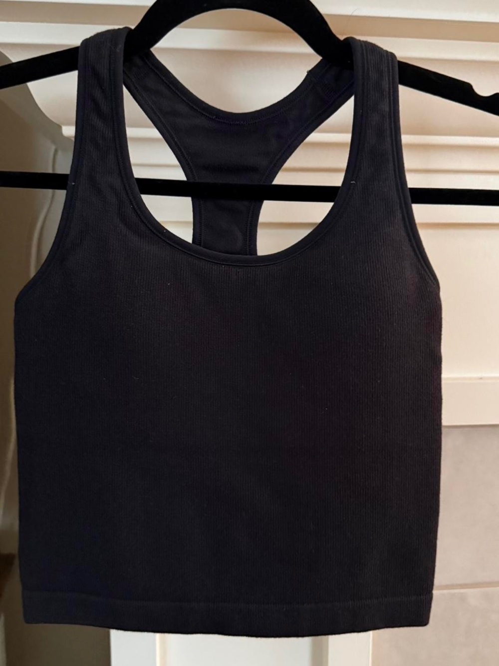 all in motion Black Ribbed Racerback Crop Tank